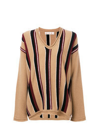 Tan Print V-neck Sweater