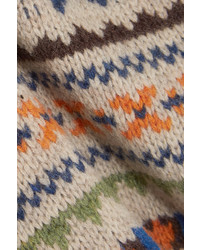 Joseph Layered Fair Isle Wool Sweater Beige