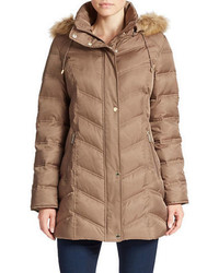 Kenneth Cole New York Convertible Faux Fur Trimmed Puffer Coat