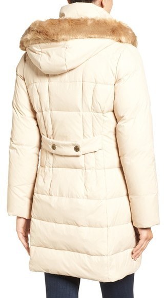 Larry levine quilted down faux fur sale hood coat