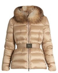 Moncler Tatie Fur Trimmed Quilted Down Coat