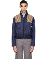 Gucci Navy Quilted Gg Jacket