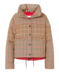 Moncler Paneled Checked Quilted Wool Blend Down Jacket