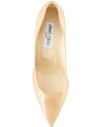 Jimmy Choo Agnes Pointed Toe Patent Pump Nude
