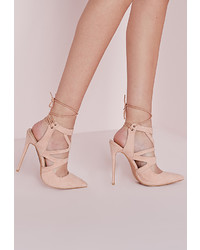 Missguided Tie Back Cut Out Pumps Nude