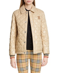 Tan Quilted Bomber Jacket