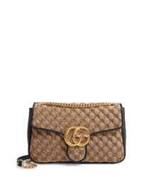 Gucci Small Marmont 20 Quilted Original Gg Canvas Shoulder Bag