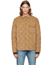 Tan Quilted Corduroy Shirt Jacket