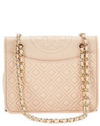 Tory Burch Fleming Medium Quilted Shoulder Bag Pale Apricot
