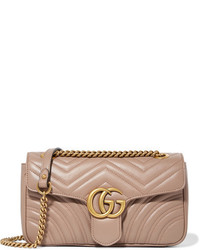 Gucci Gg Marmont Small Quilted Leather Shoulder Bag Beige