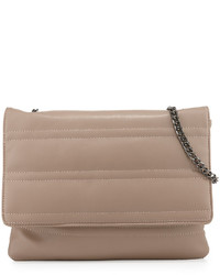 Neiman Marcus Quilted Fold Over Shoulder Bag Taupe