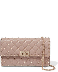 Valentino The Rockstud Quilted Leather Shoulder Bag Taupe