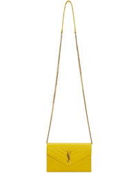 Saint Laurent Yellow Quilted Monogram Envelope Bag