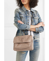 Saint Laurent Niki Medium Quilted Crinkled Glossed Leather Shoulder Bag