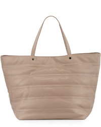 Neiman Marcus Quilted Faux Leather Tote Bag Taupe