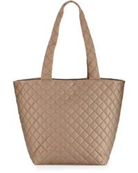 Tan Quilted Nylon Tote Bag