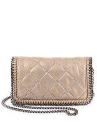 Tan Quilted Suede Crossbody Bag