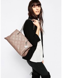 Marc B Quilted Tote Bag In Mushroom With Chain Straps