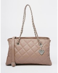 Marc B Quilted Tote Bag In Mushroom With Chain Straps