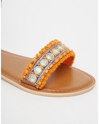 Boohoo Boutique 2 Part Pom And Bead Sandal