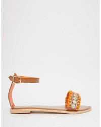 Boohoo Boutique 2 Part Pom And Bead Sandal