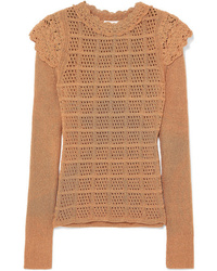 Tan Ruffle Crew-neck Sweater