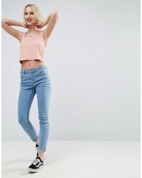 Asos Cami Top In Rib With Ruffle Straps