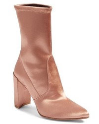 Tan Satin Ankle Boots