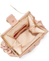 Valentino Pleated Satin Evening Clutch Bag Blush