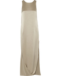 Halston Heritage Cape Effect Satin And Crepe Gown Mushroom