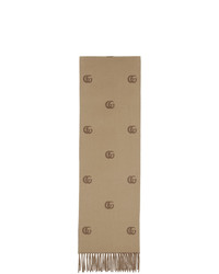 Gucci Beige And Brown Wool Scarf