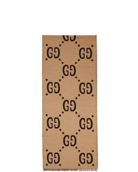 Gucci Brown And Beige Wool Gg Scarf