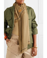 Loewe Embroidered Cashmere And Cotton Blend Scarf