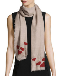 Faliero Sarti For Love Scarf With Hearts Taupe