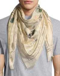 Alexander McQueen Letters From India Square Scarf Light Brown