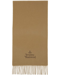 Vivienne Westwood Tan Lambswool Embroidered Scarf