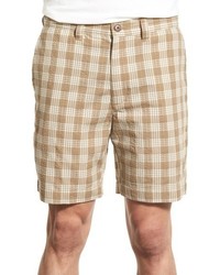 Tan Seersucker Shorts