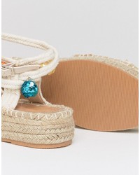 Asos Jamaica Sequin Pom Espadrille Sandals
