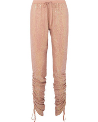 Tan Sequin Tapered Pants