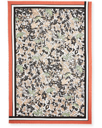 Burberry Beasts Leaves Cotton Shawl Taupe