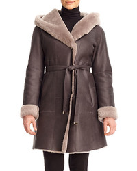 Christia Reversible Hooded Shearling Parka Coat