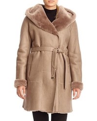 Christia Reversible Hooded Shearling Parka Coat