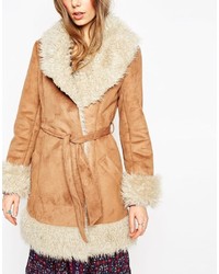 Asos Collection Coat In 70s Style Faux Shearling