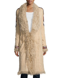 Haute Hippie Embellished Fur Coat Buff
