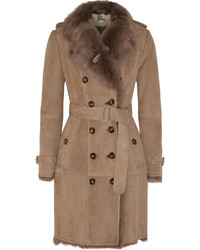 Burberry London Double Breasted Shearling Coat