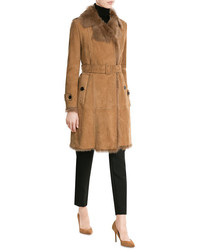 Burberry Suede Coat With Fur Collar