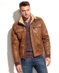 Calvin Klein Jacket Faux Shearling Lined Faux Leather Jacket, $129 | Macy's  | Lookastic