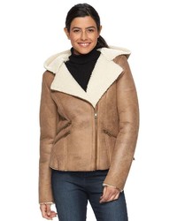 hooded faux shearling jacket