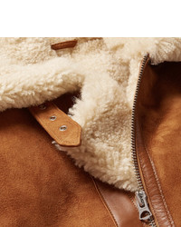 Acne Studios Ian Leather Trimmed Shearling Jacket