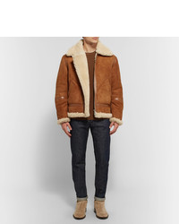 Acne Studios Ian Leather Trimmed Shearling Jacket